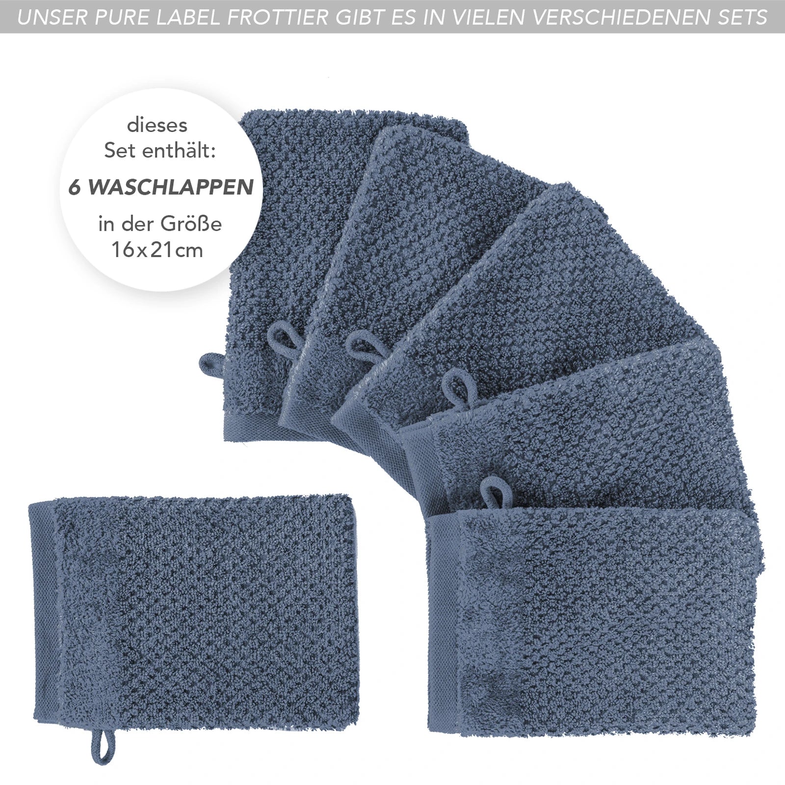 Waschlappen "Popcorn" - Anthrazit / 4x 16x21cm Pure Label