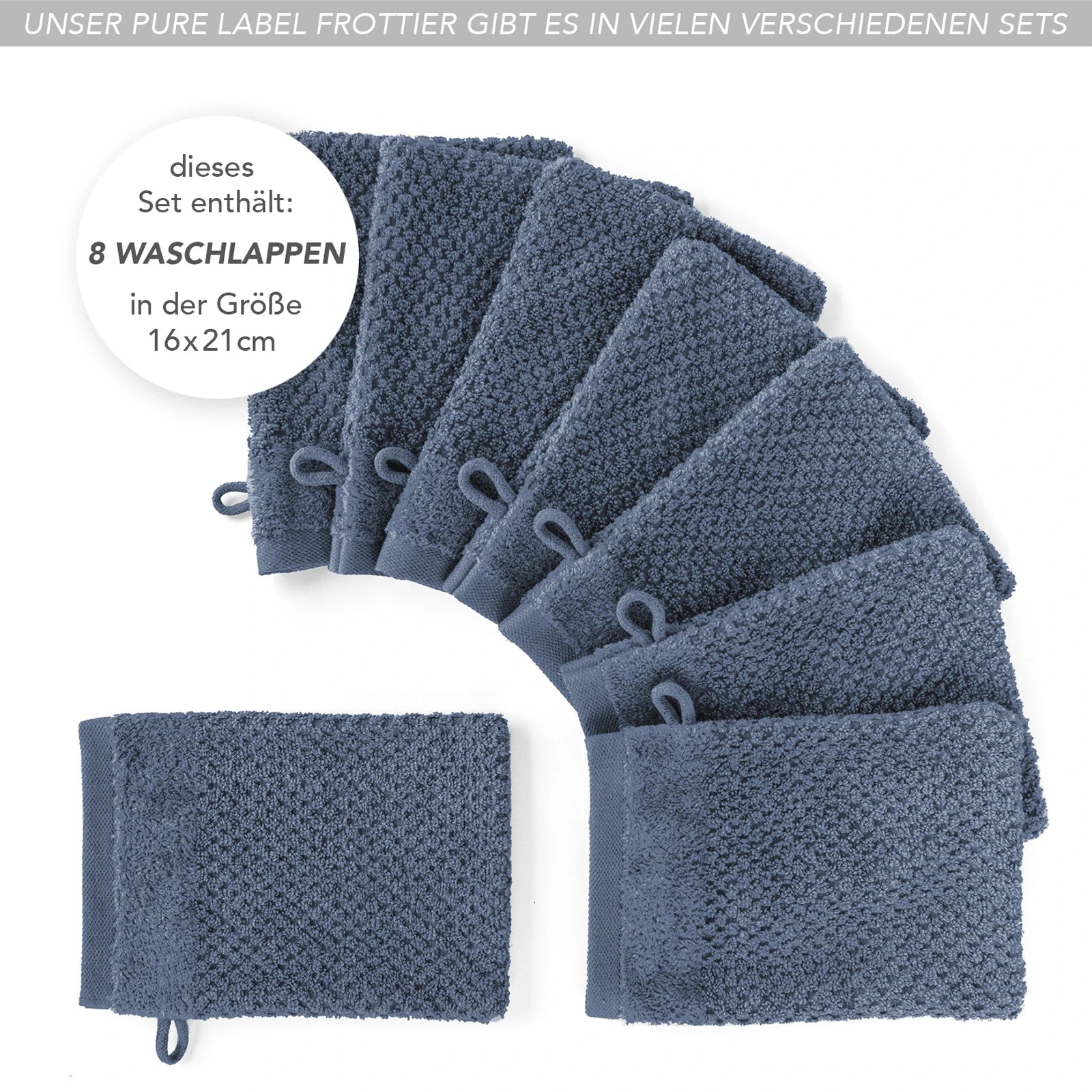 Waschlappen "Popcorn" - Anthrazit / 4x 16x21cm Pure Label