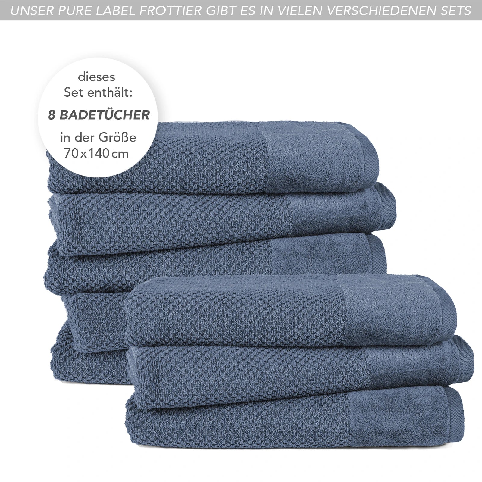 Duschtücher "Popcorn" - Anthrazit / 2x 70x140cm Pure Label