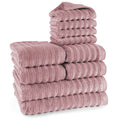 Handtuch Sets "Waves" - Mauve / 4x30x50 + 4x50x100 + 2x70x140 cm Pure Label