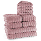 Handtuch Sets "Waves" - Mauve / 4x30x50 + 4x50x100 + 2x70x140 cm Pure Label