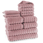 Handtuch Sets "Waves" - Mauve / 2x16x21 + 4x30x50 + 4x50x100 + 2x70x140 cm Pure Label