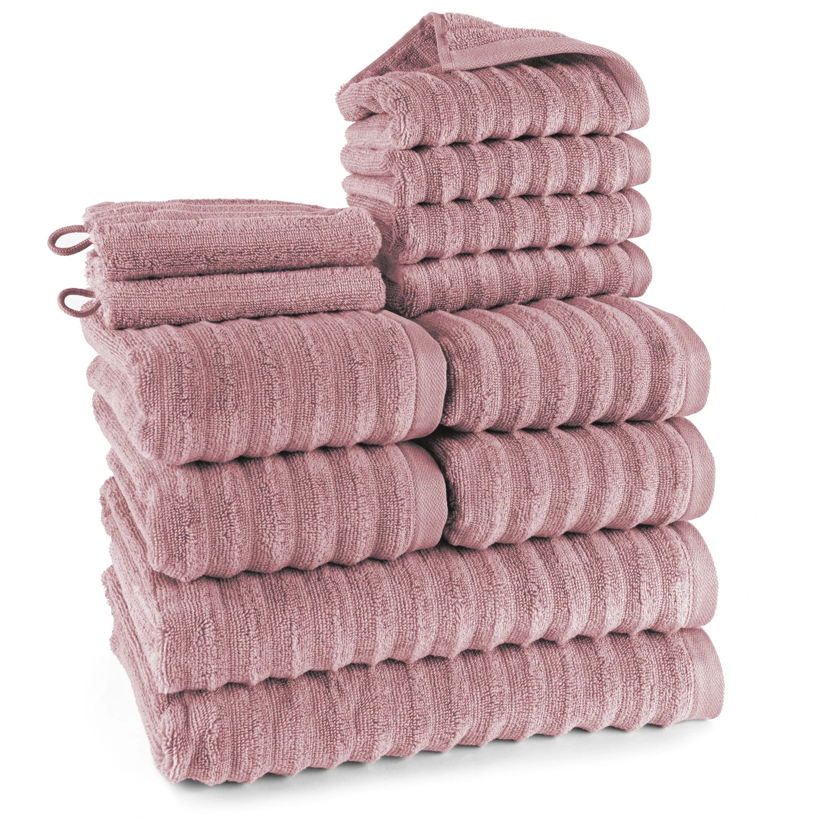 Handtuch Sets "Waves" - Mauve / 2x16x21 + 4x30x50 + 4x50x100 + 2x70x140 cm Pure Label