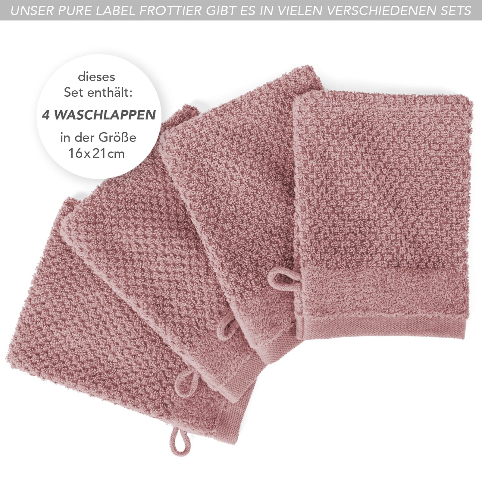Waschlappen "Popcorn" - Anthrazit / 4x 16x21cm Pure Label
