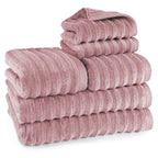 Handtuch Sets "Waves" - Mauve / 2x30x50 + 2x50x100 + 2x70x140 cm Pure Label