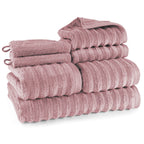 Handtuch Sets "Waves" - Mauve / 2x16x21 + 2x30x50 + 2x50x100 + 70x140 cm Pure Label