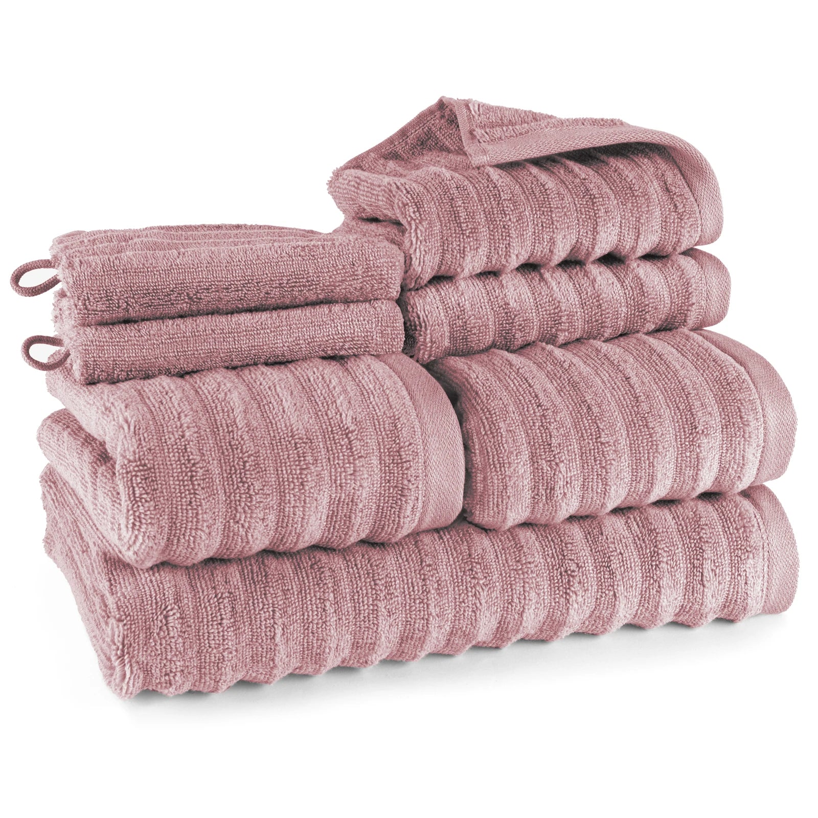 Handtuch Sets "Waves" - Mauve / 2x16x21 + 2x30x50 + 2x50x100 + 70x140 cm Pure Label