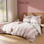 Musselin Bettwäsche  - Mauve - Gestreift  2x155x220 40x80 cm