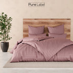 Bettwäsche Mako Satin mit Streifen - Mauve - 155x220 + 80x80cm