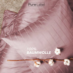 Bettwäsche Mako Satin mit Streifen - Mauve - 155x220 + 80x80cm