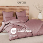 Bettwäsche Mako Satin mit Streifen - Mauve - 155x220 + 80x80cm