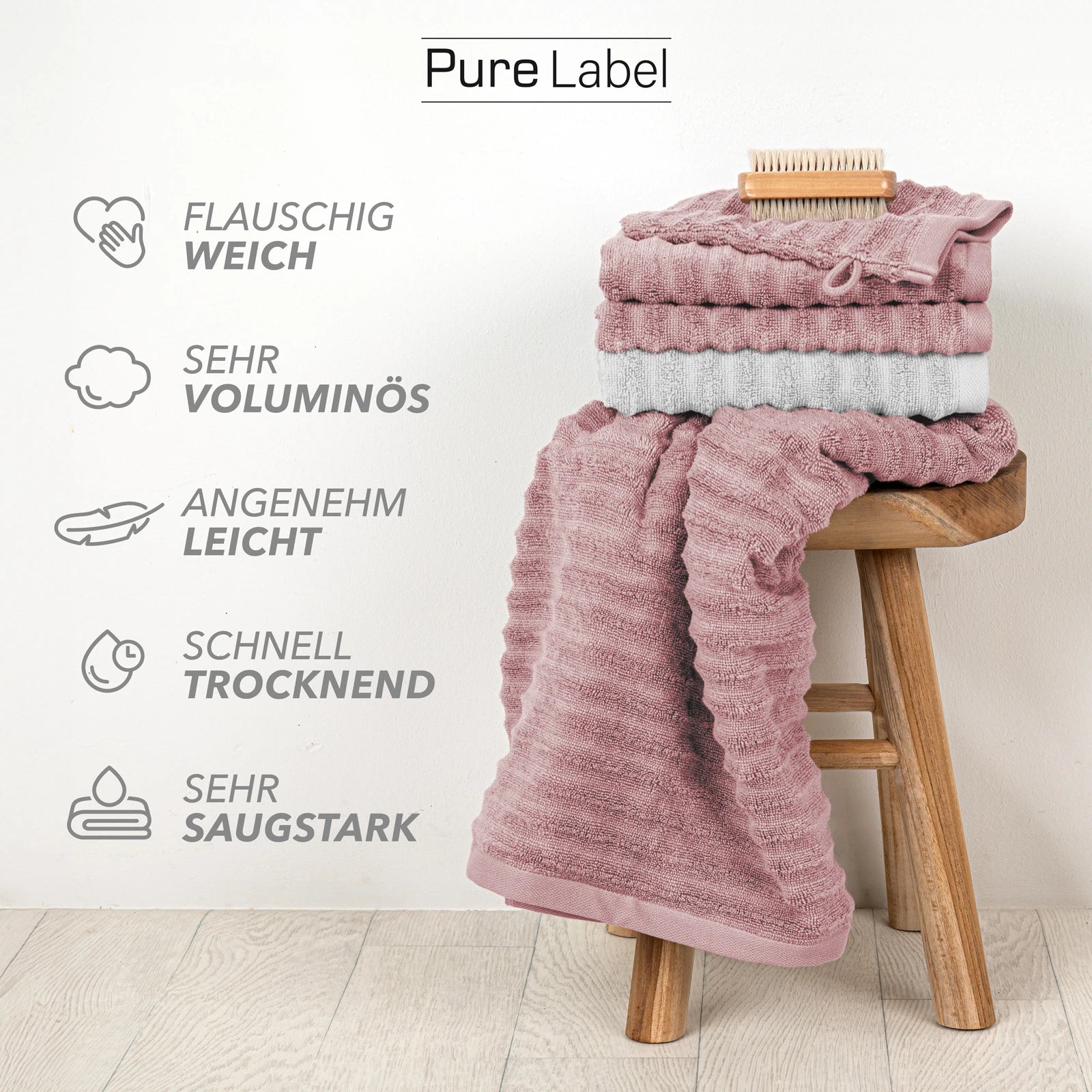 Duschtuch "Waves" - Anthrazit / 2x 70x140cm Pure Label