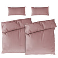 Bettwäsche Mako Satin mit Streifen - Mauve - 2x135x200 + 2x40x80cm