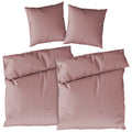 Bettwäsche Mako Satin mit Streifen - Mauve - 2x155x220 + 2x80x80cm