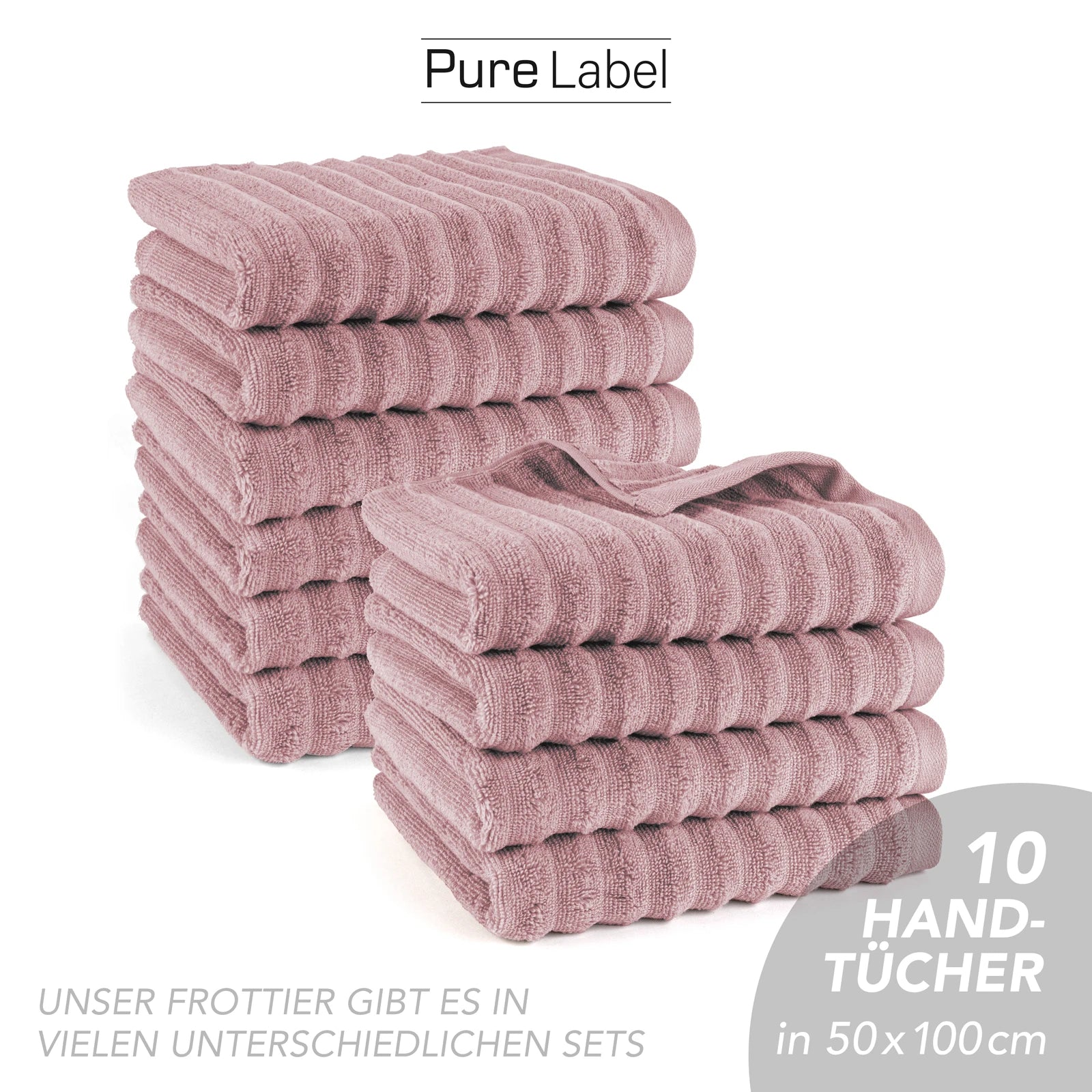 Handtuch "Waves" - Anthrazit / 4x 50x100cm Pure Label