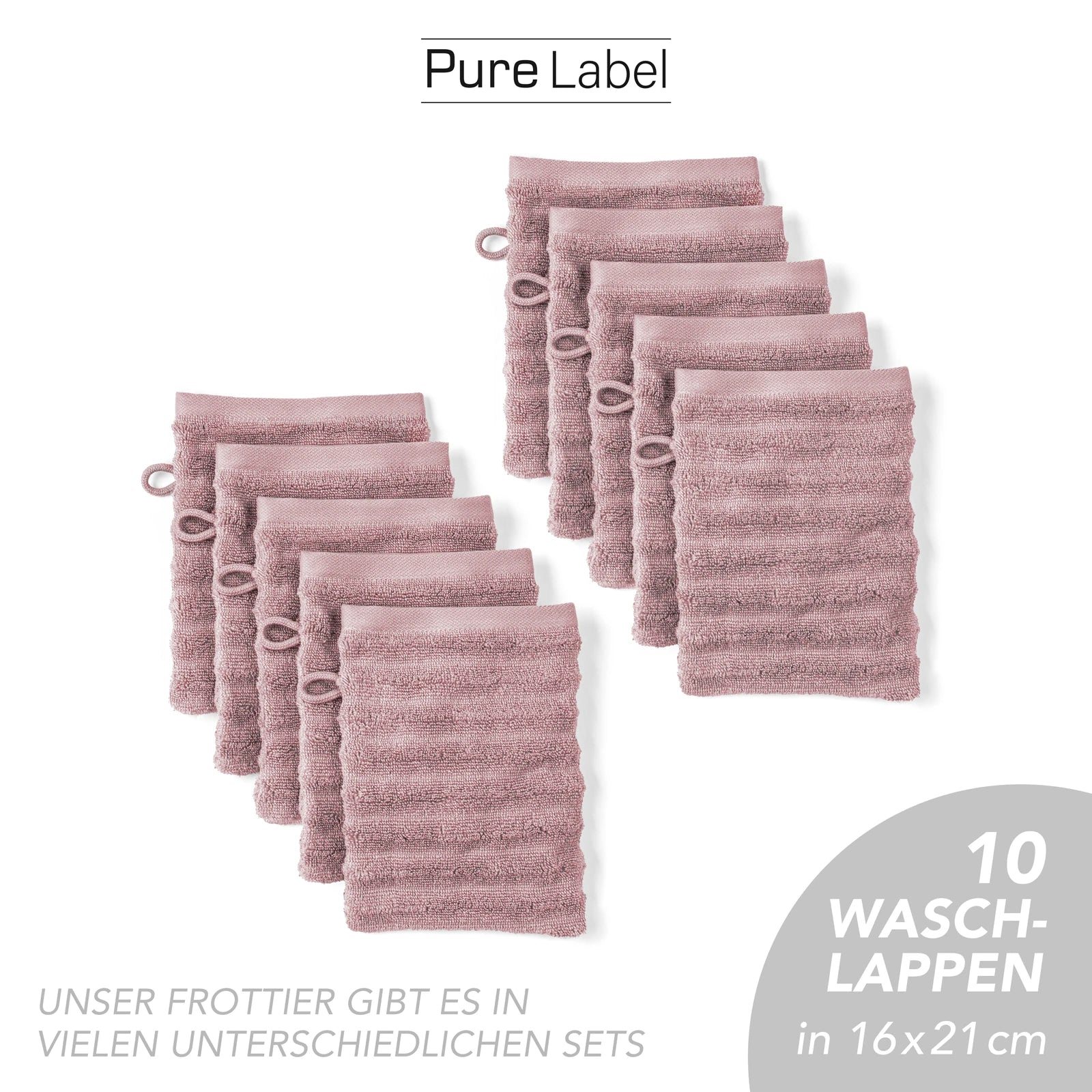 Waschlappen "Waves" - Anthrazit / 4x 16x21cm Pure Label