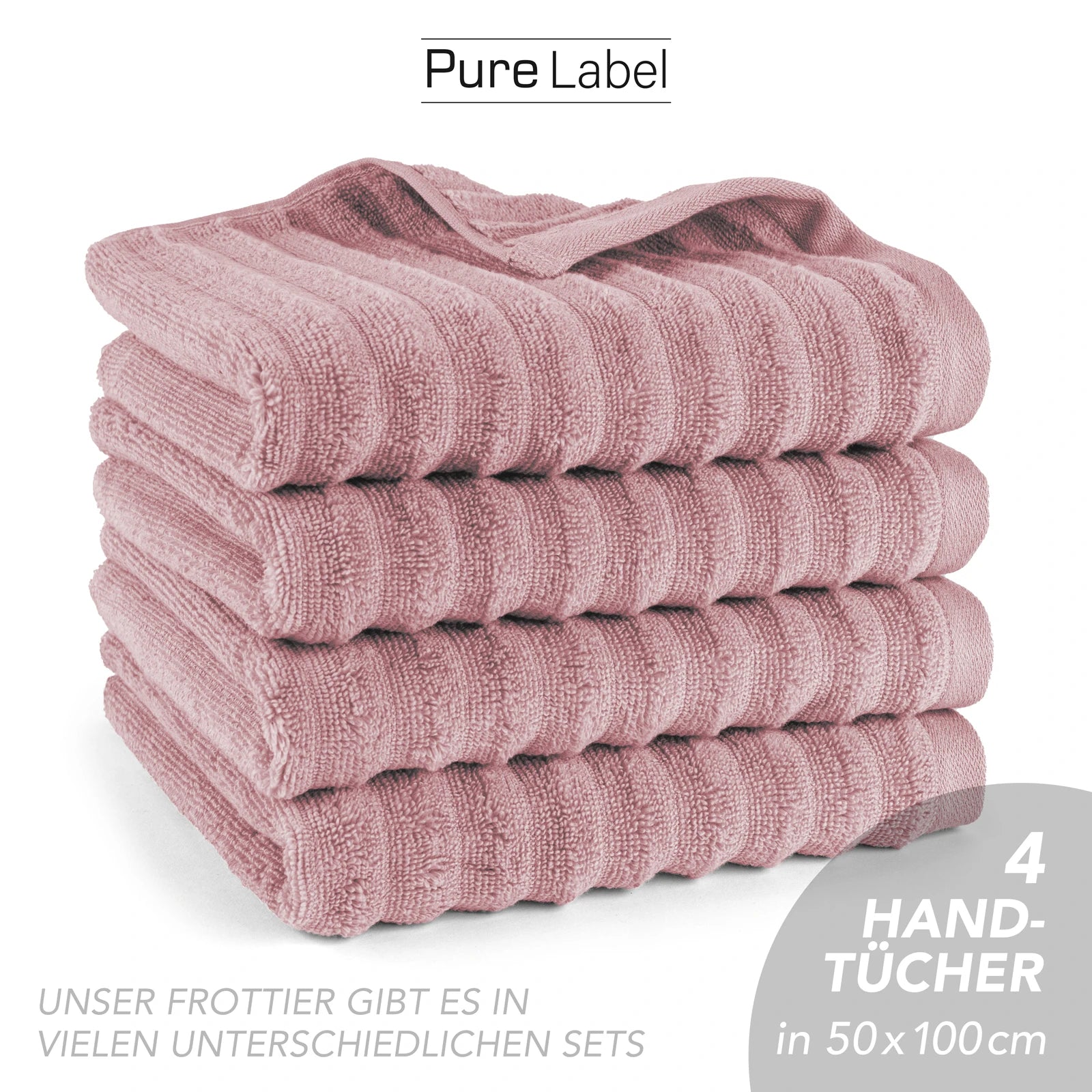 Handtuch "Waves" - Anthrazit / 4x 50x100cm Pure Label