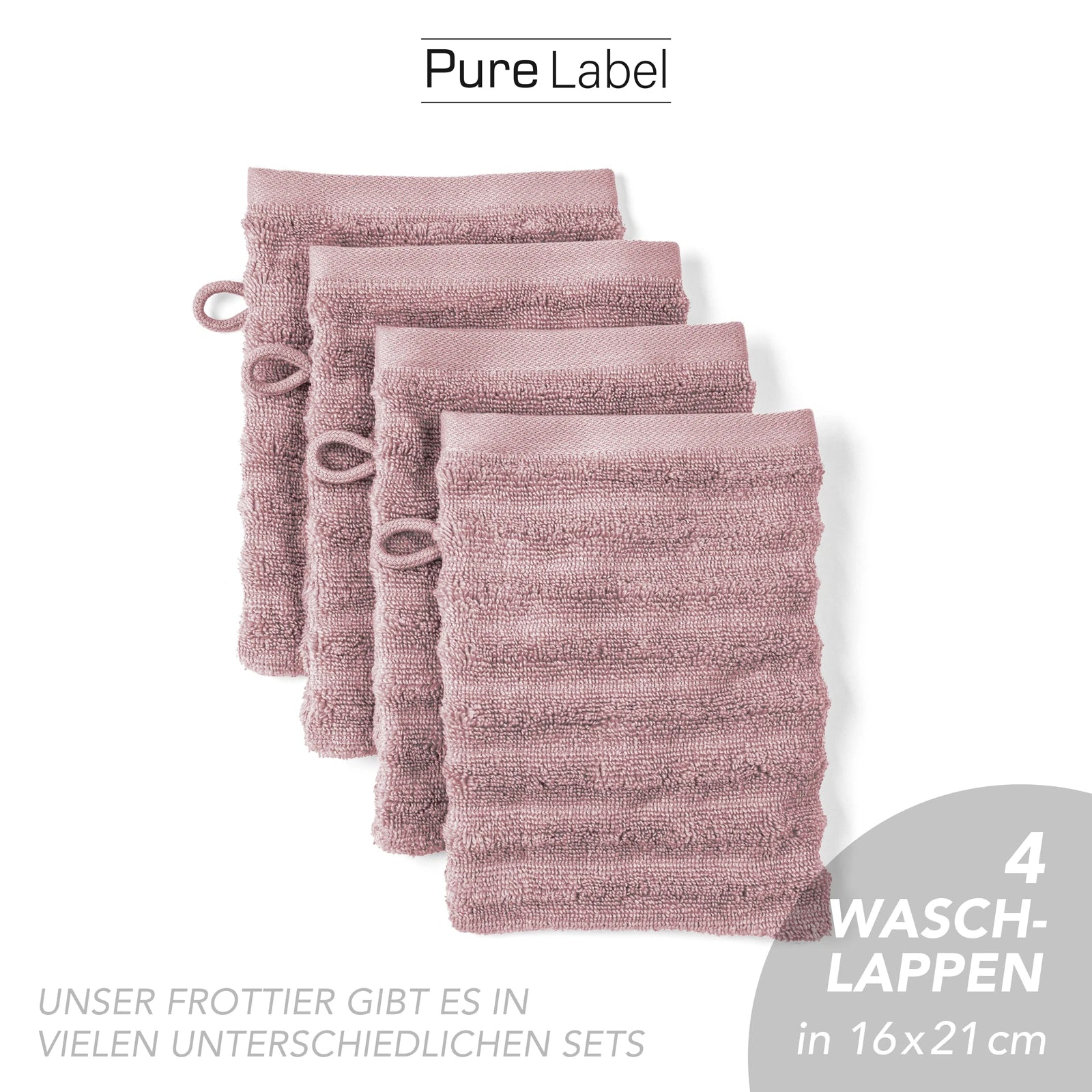 Waschlappen "Waves" - Anthrazit / 4x 16x21cm Pure Label