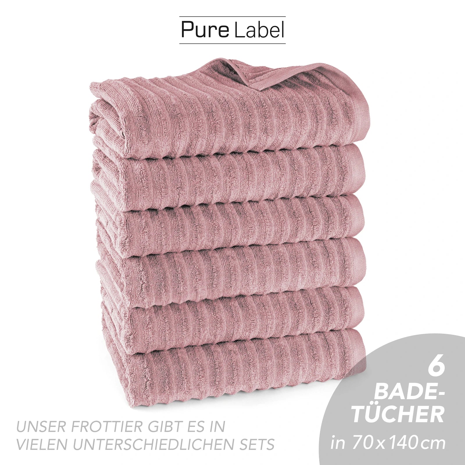Duschtuch "Waves" - Anthrazit / 2x 70x140cm Pure Label