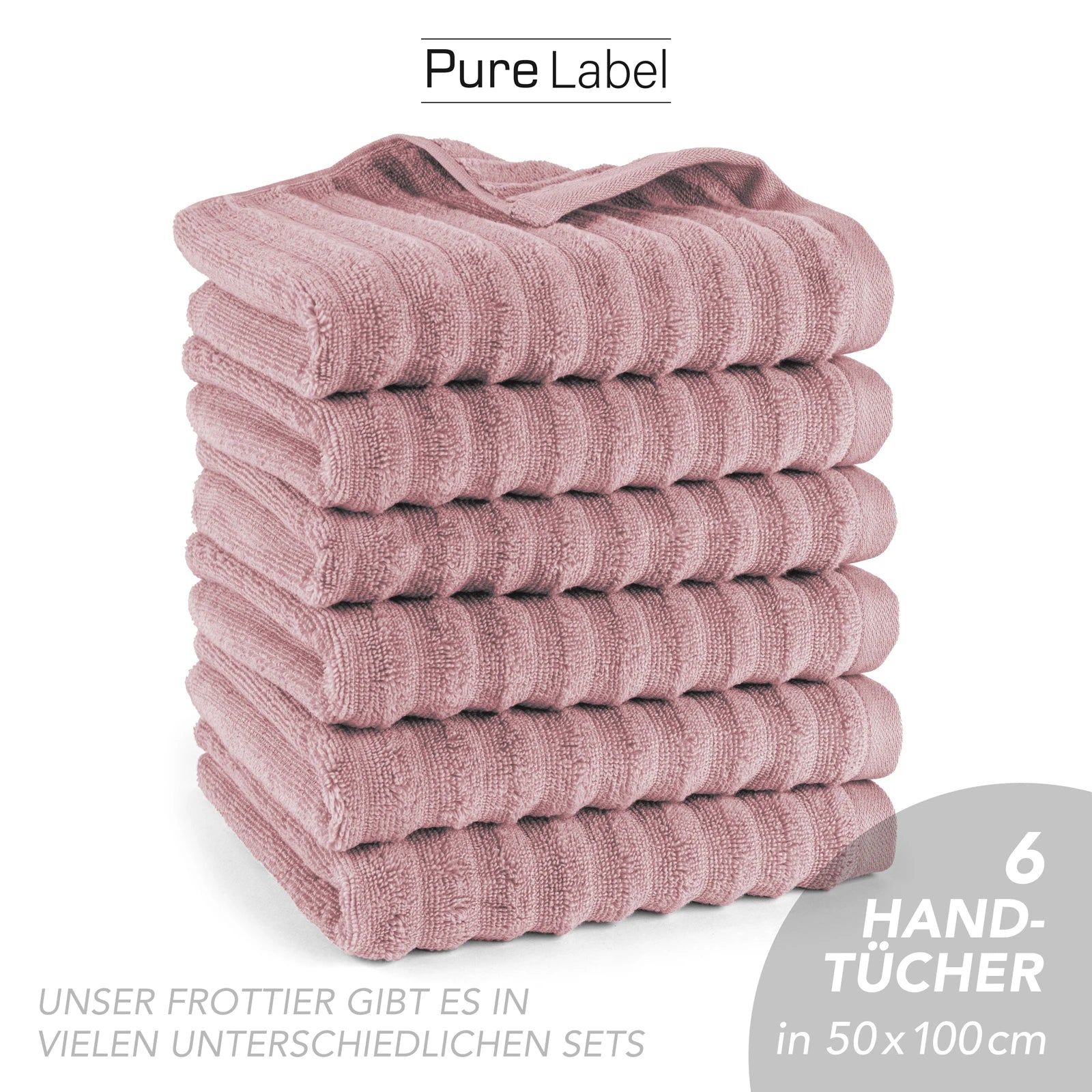 Handtuch "Waves" - Anthrazit / 4x 50x100cm Pure Label