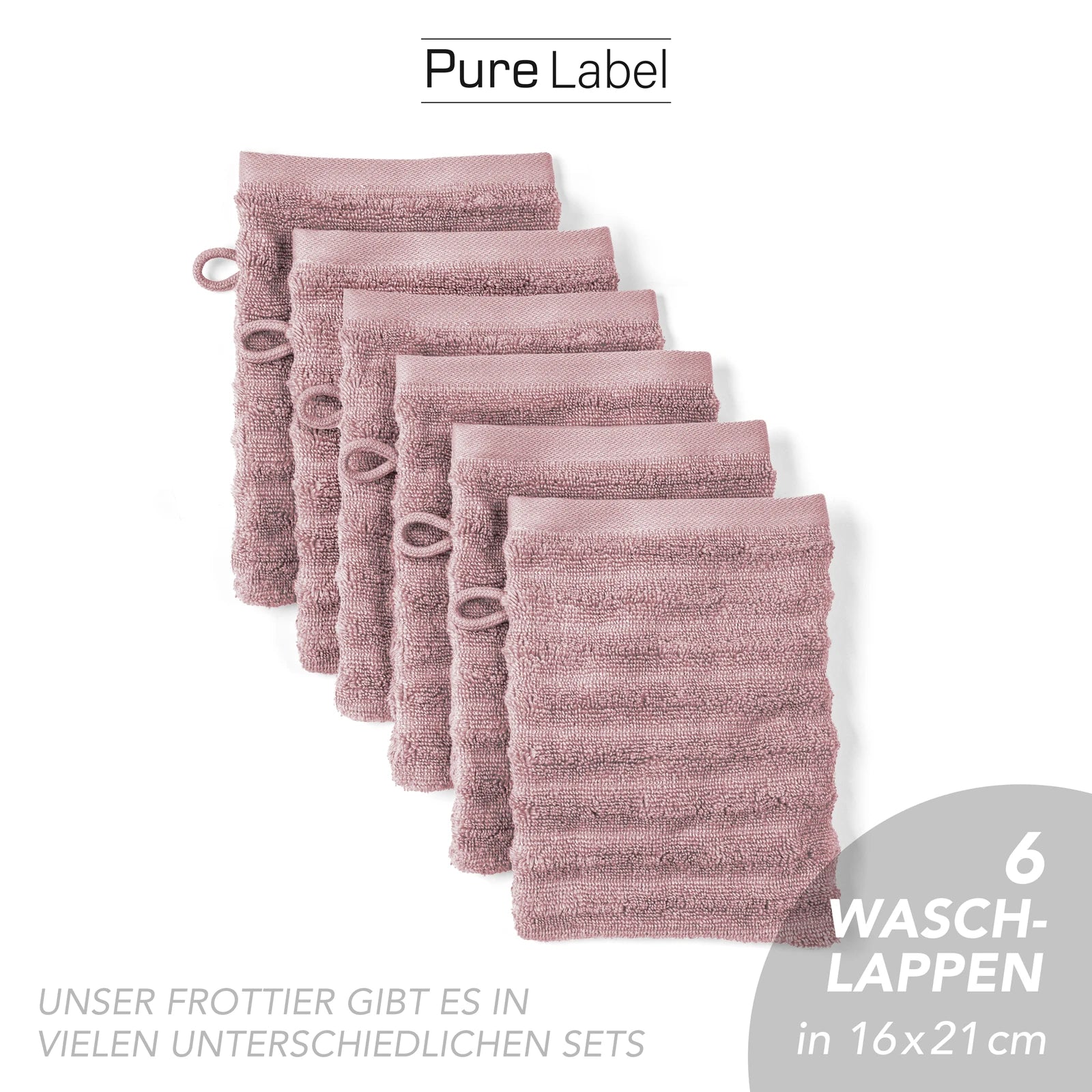 Waschlappen "Waves" - Anthrazit / 4x 16x21cm Pure Label