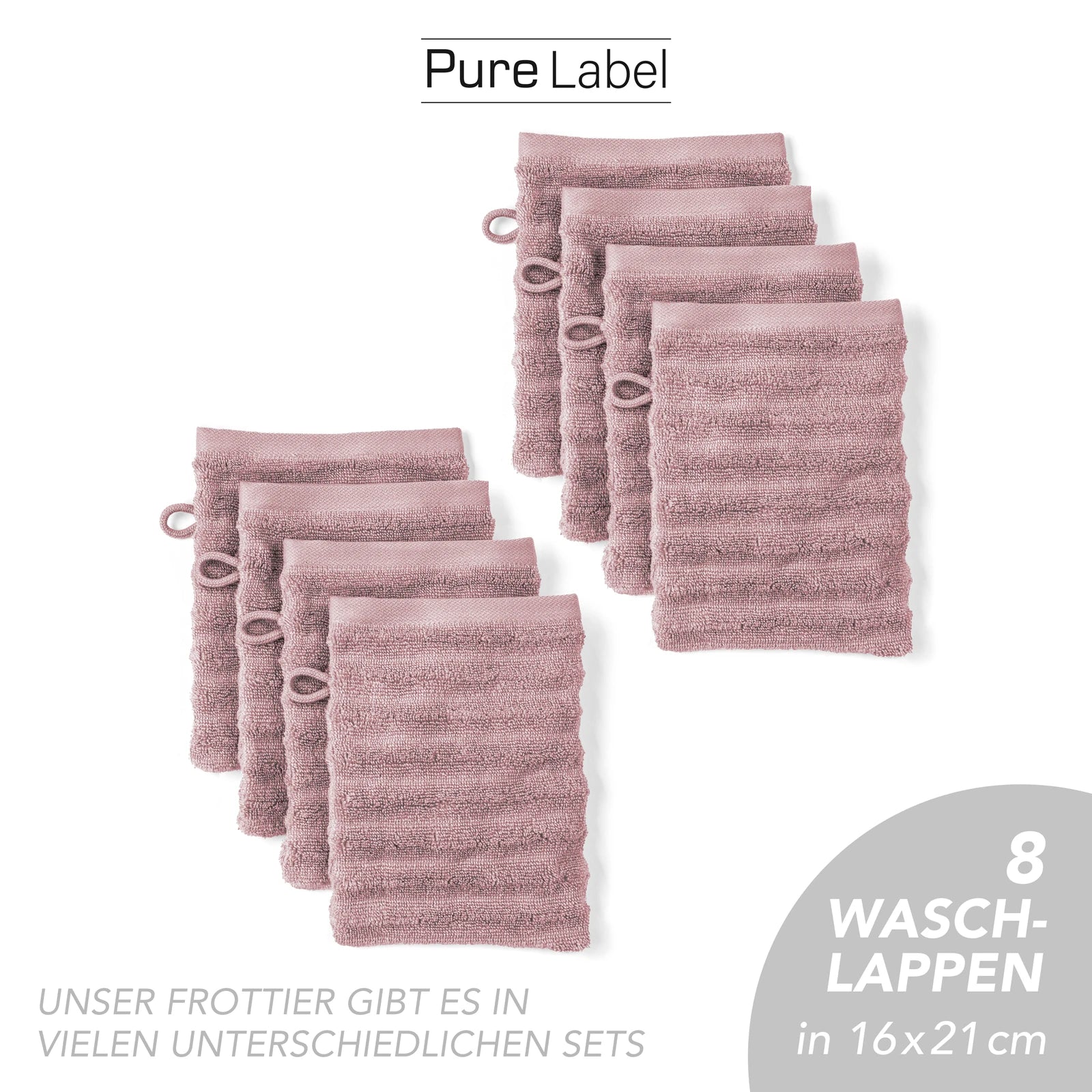 Waschlappen "Waves" - Anthrazit / 4x 16x21cm Pure Label