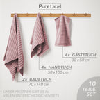 Handtuch Sets "Waves" - Anthrazit / 4x30x50 + 4x50x100 + 2x70x140 cm Pure Label