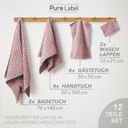 Handtuch Sets "Waves" - Anthrazit / 4x30x50 + 4x50x100 + 2x70x140 cm Pure Label