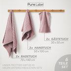 Handtuch Sets "Waves" - Anthrazit / 4x30x50 + 4x50x100 + 2x70x140 cm Pure Label