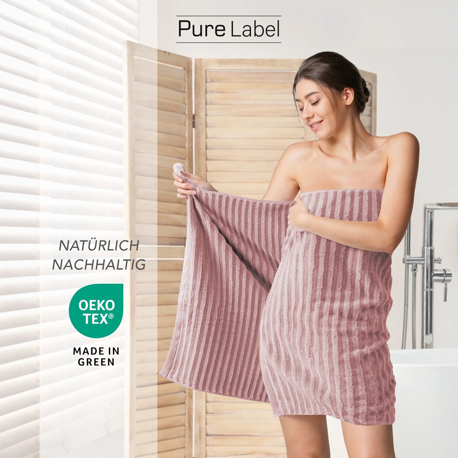Duschtuch "Waves" - Anthrazit / 2x 70x140cm Pure Label