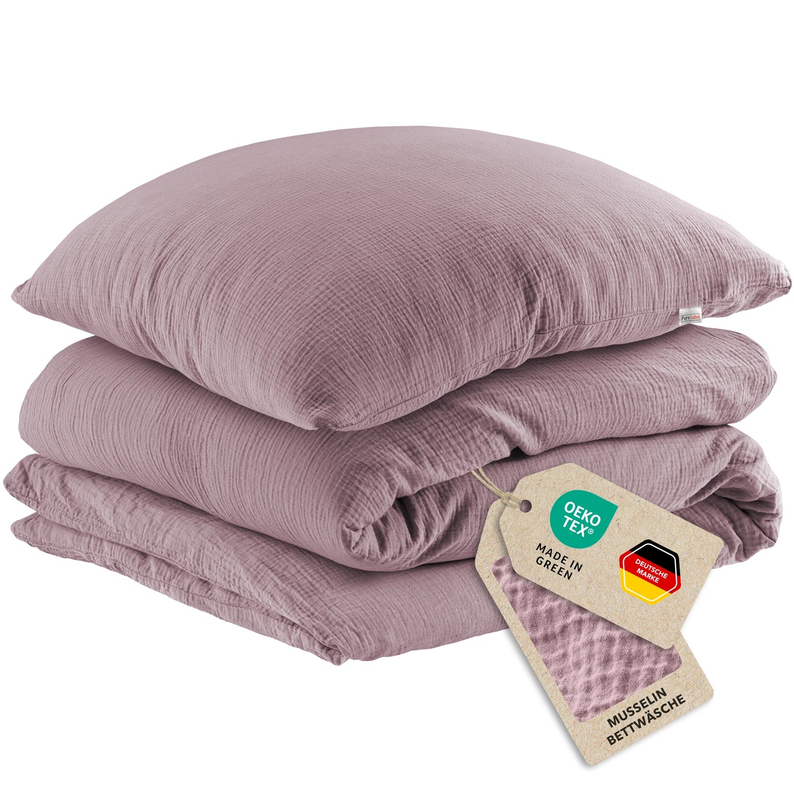 Musselin Bettwäsche Einzelbettwäsche - Mauve - 155x220 + 80x80 cm