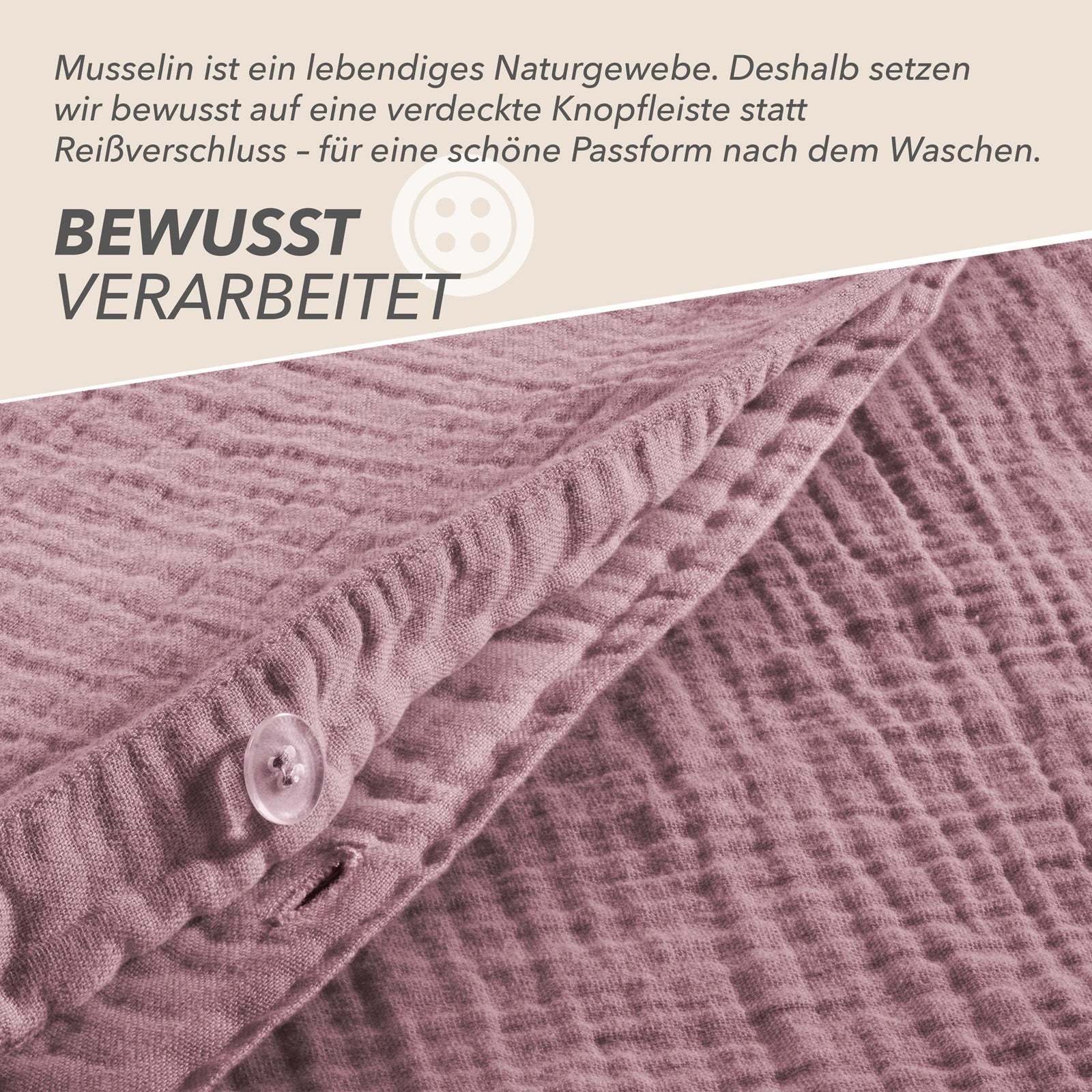 Musselin Bettwäsche Sets - Mauve - 2x155x220 + 2x80x80 cm