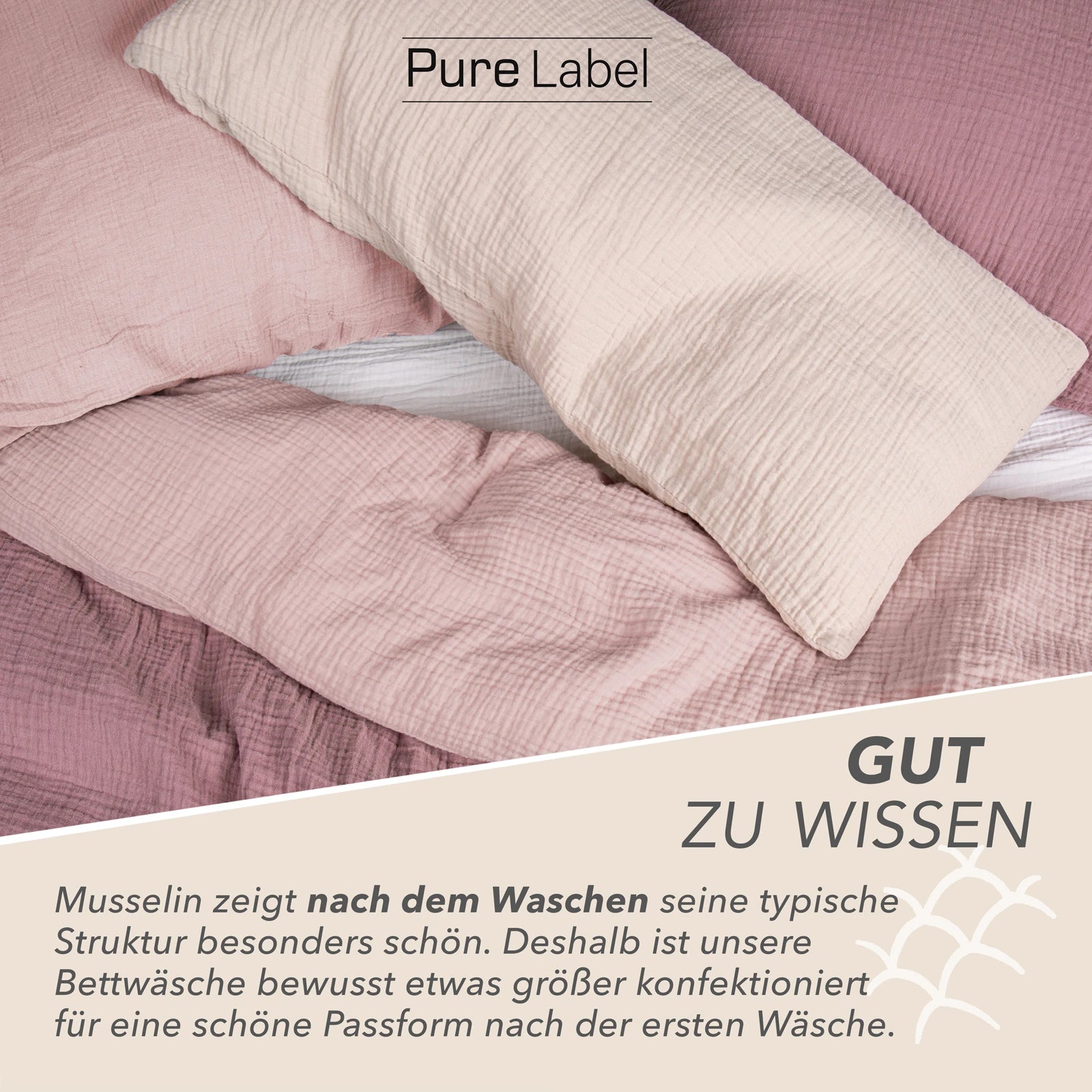 Musselin Bettwäsche Sets - Rosa - 2x155x220 + 2x40x80 cm