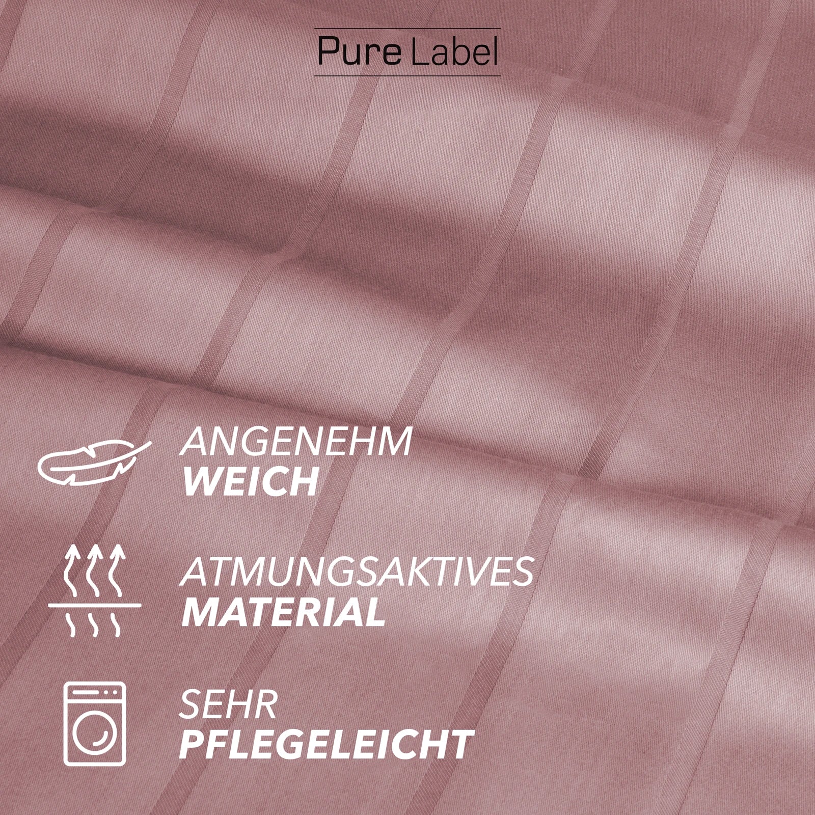 Bettwäsche Mako Satin mit Streifen - Mauve - 2x135x200 + 2x80x80cm