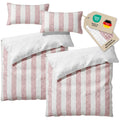 Musselin Bettwäsche  - Mauve - Gestreift  2x155x220 40x80 cm