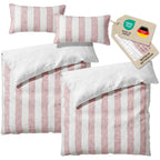 Musselin Bettwäsche  - Mauve - Gestreift  2x155x220 40x80 cm