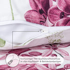 Bettwäsche "Blumen" - Beere / 135x200 + 40x80 cm Pure Label