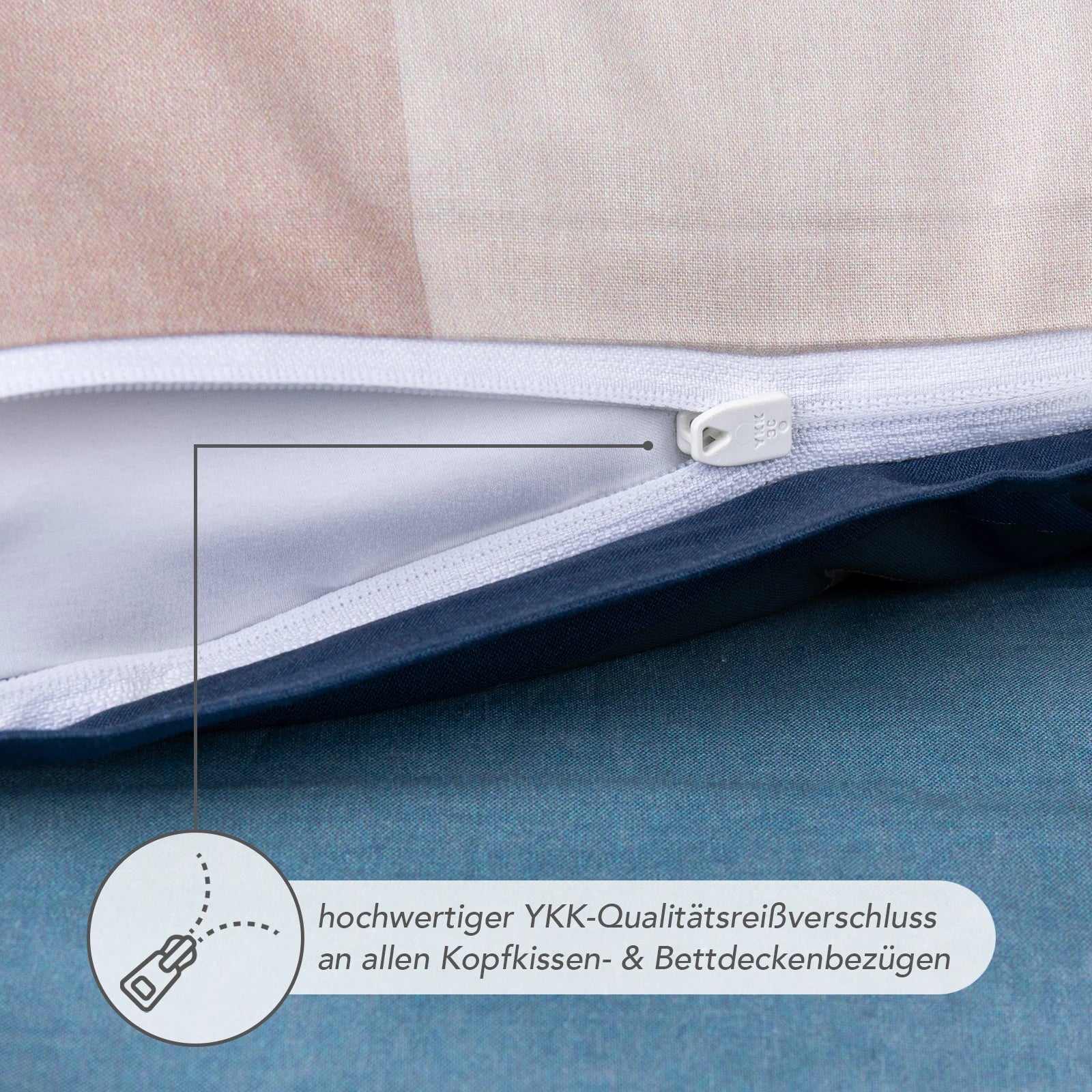 Bettwäsche "Karo" - Blau / 135x200 + 40x80 cm Pure Label