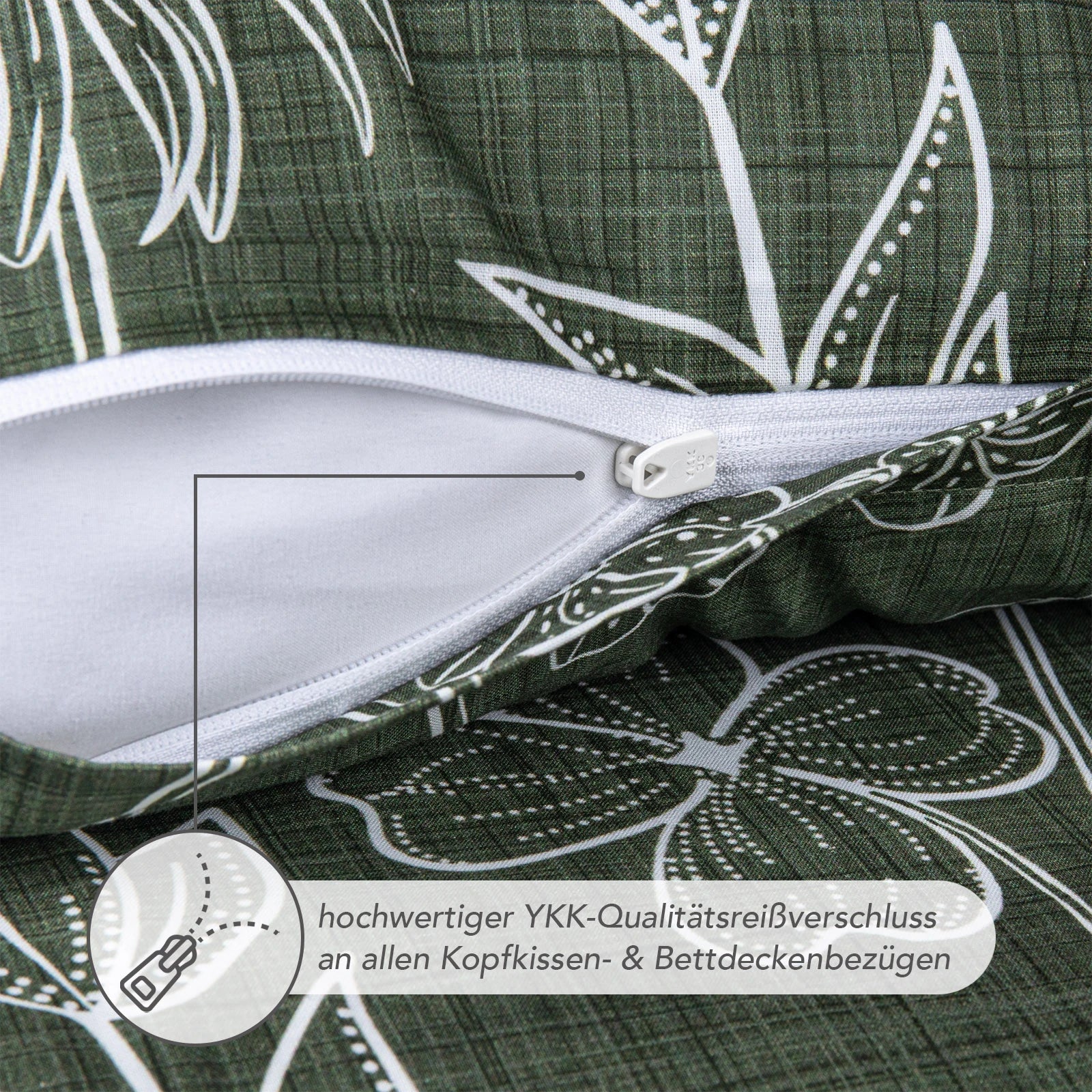 Bettwäsche "Flowers" - Grün / 135x200 + 40x80 cm Pure Label