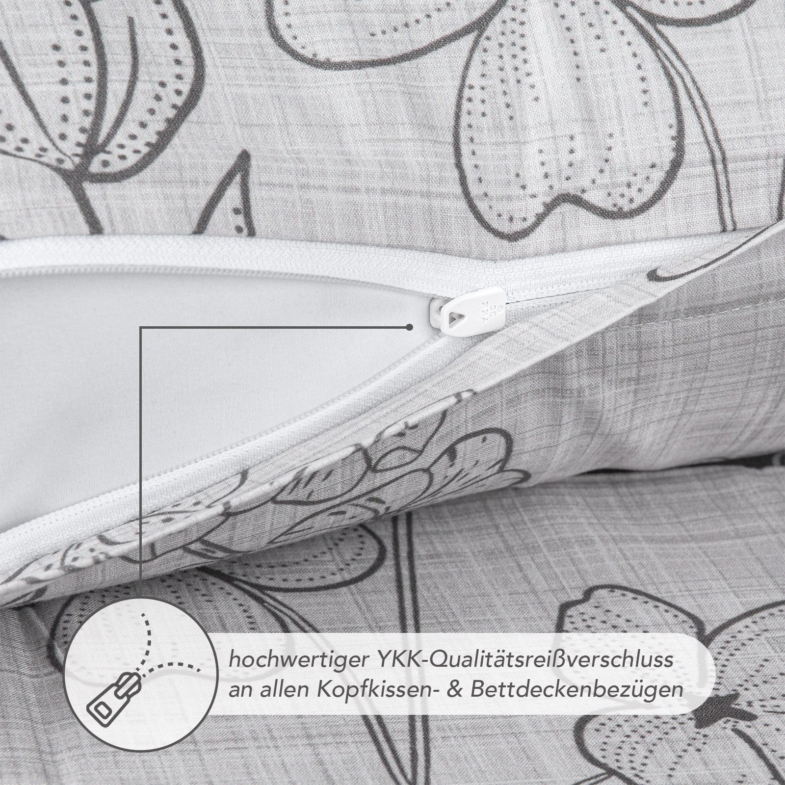 Bettwäsche "Flowers" - Grün / 135x200 + 40x80 cm Pure Label