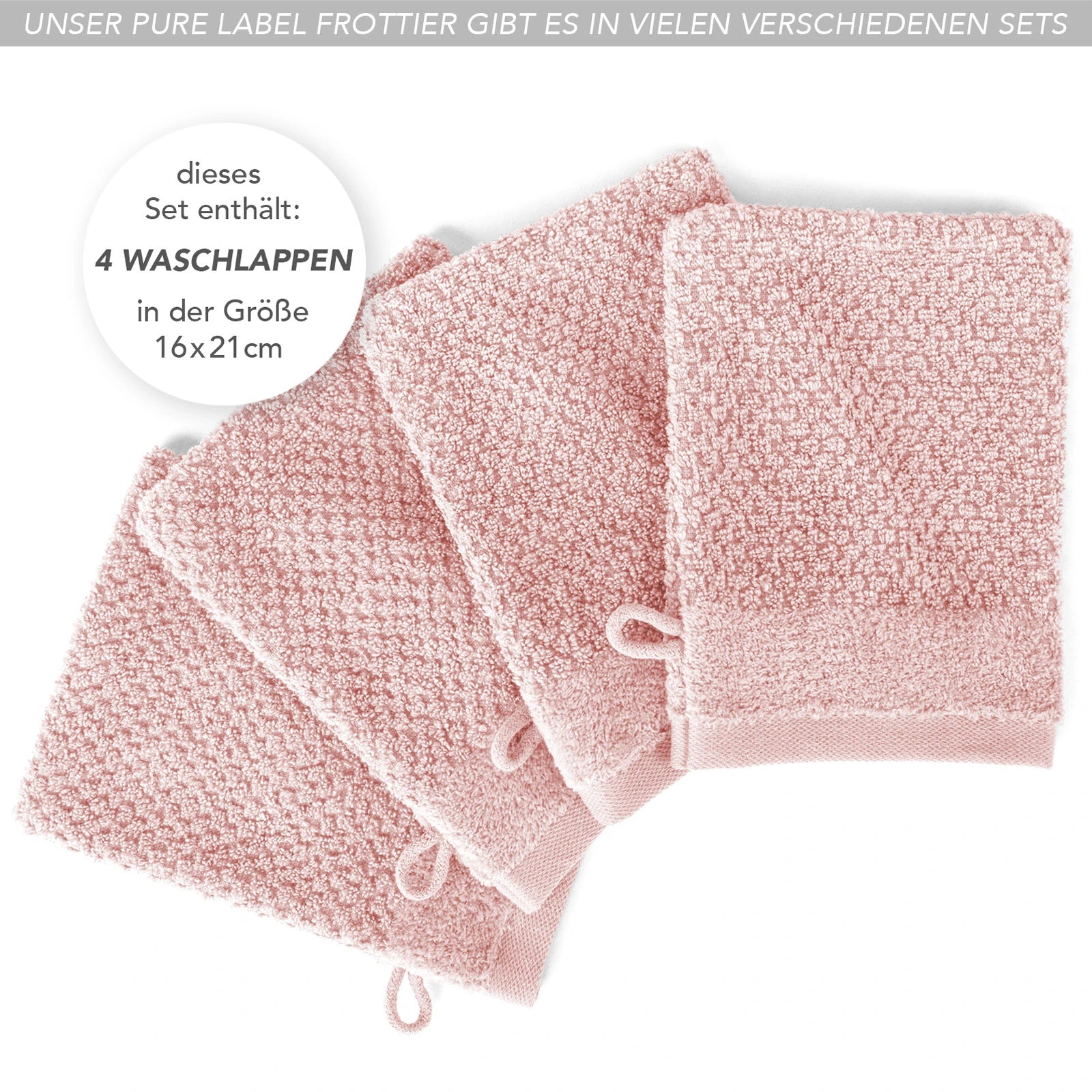 Waschlappen "Popcorn" - Anthrazit / 4x 16x21cm Pure Label