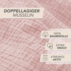 Musselin Kopfkissenbezug - Rosa - 40x80 cm