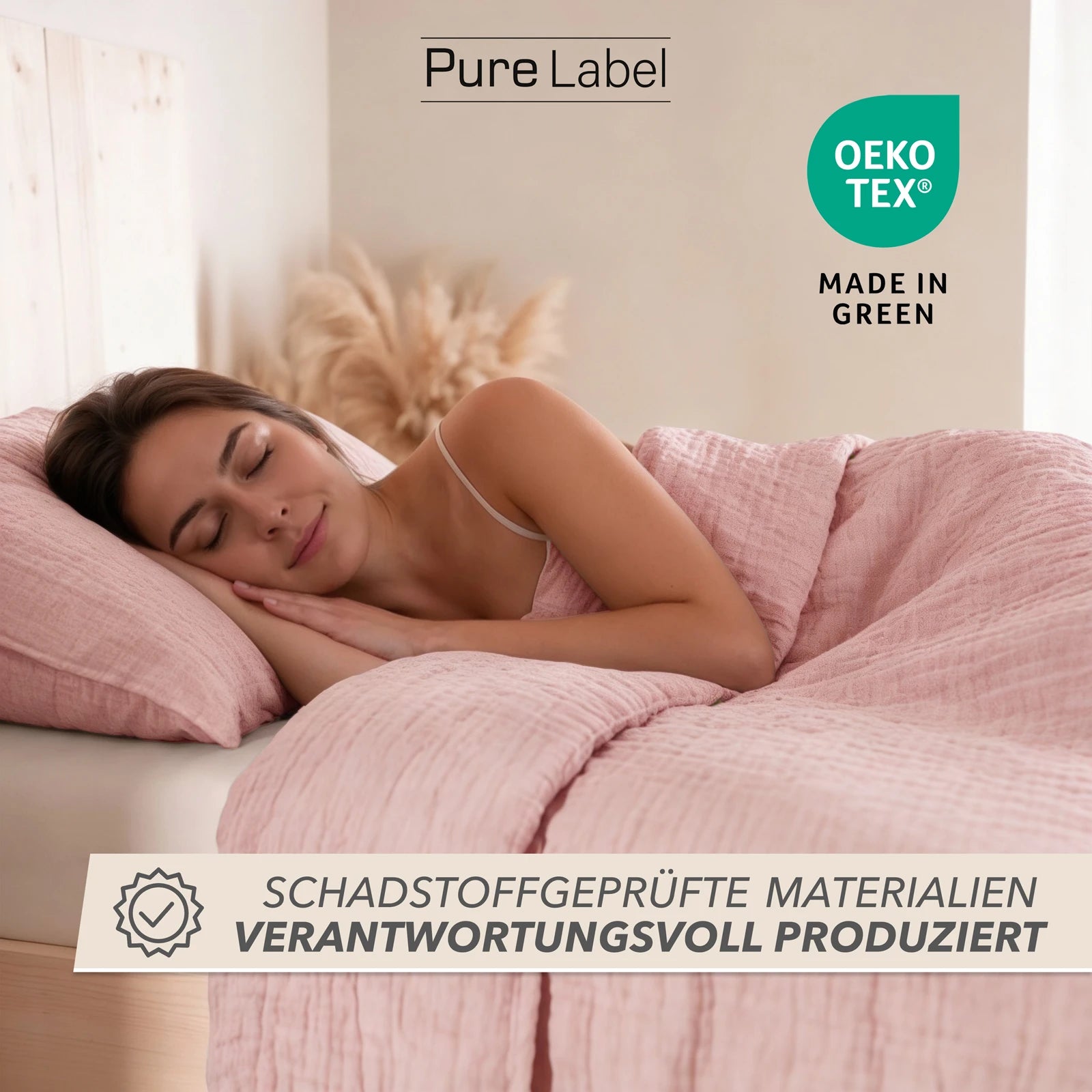 Musselin Bettwäsche Sets - Rosa - 2x155x220 + 2x40x80 cm