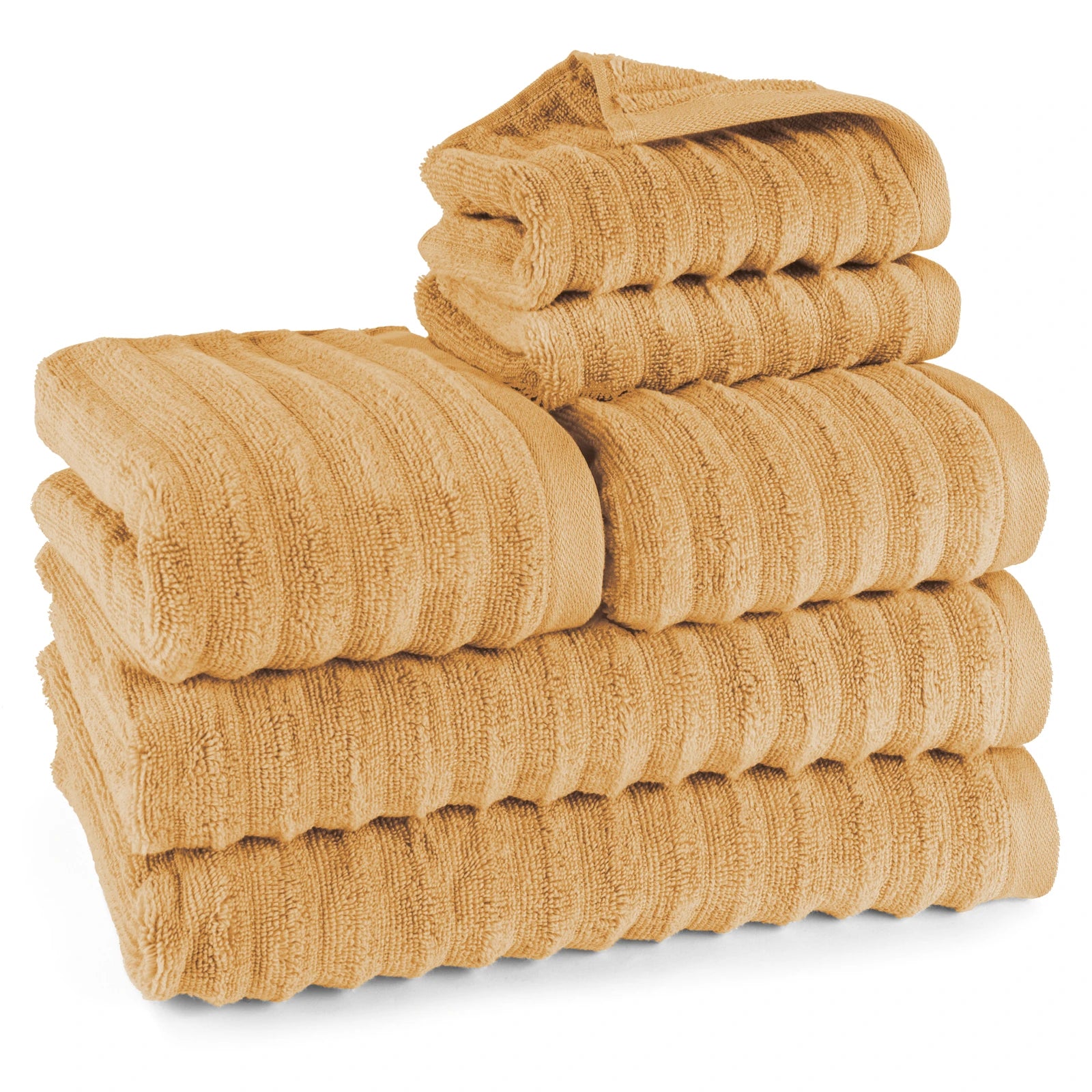 Handtuch Sets "Waves" - Safran / 2x30x50 + 2x50x100 + 2x70x140 cm Pure Label