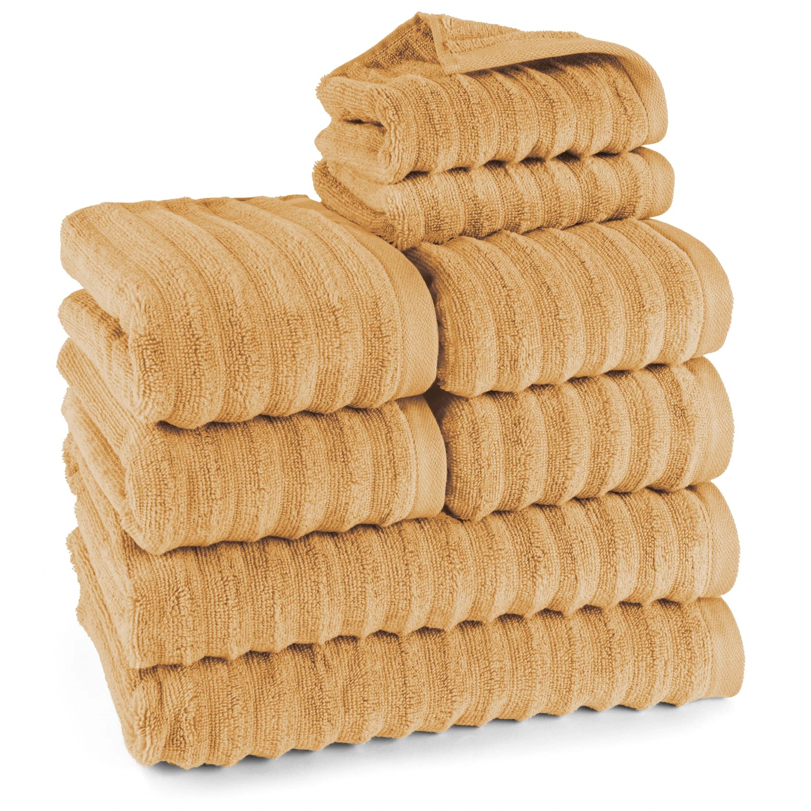 Handtuch Sets "Waves" - Safran / 2x30x50 + 4x50x100 + 2x70x140 cm Pure Label