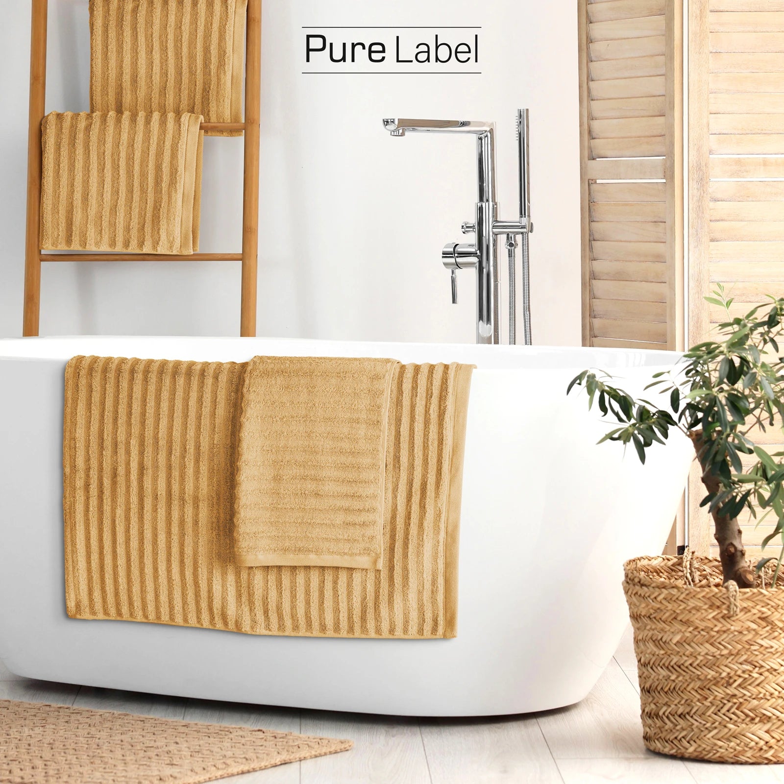 Duschtuch "Waves" - Anthrazit / 2x 70x140cm Pure Label
