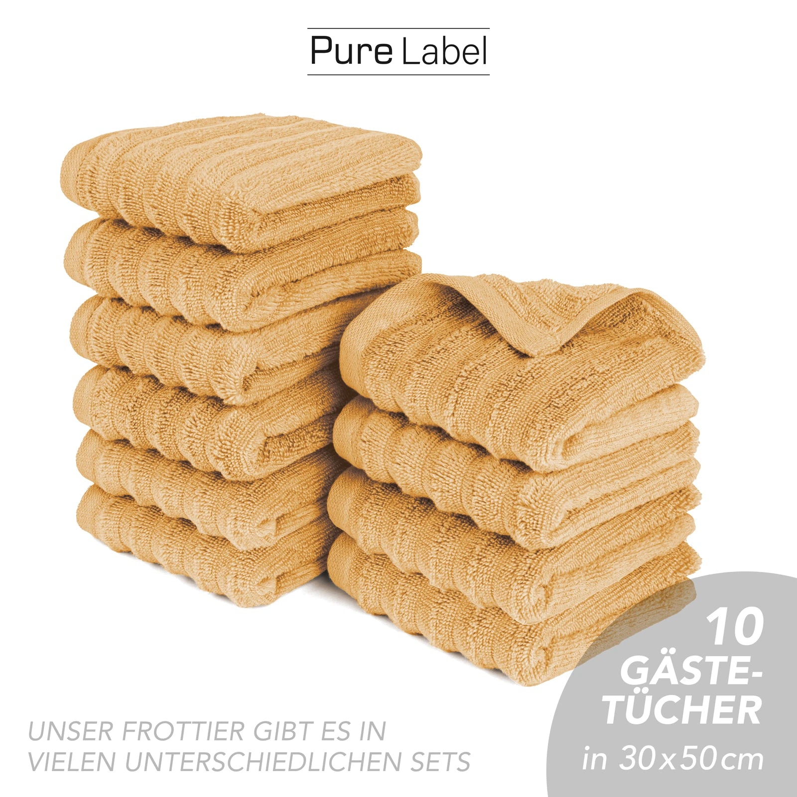 Gästehandtuch "Waves" - Anthrazit / 10x 30x50cm Pure Label