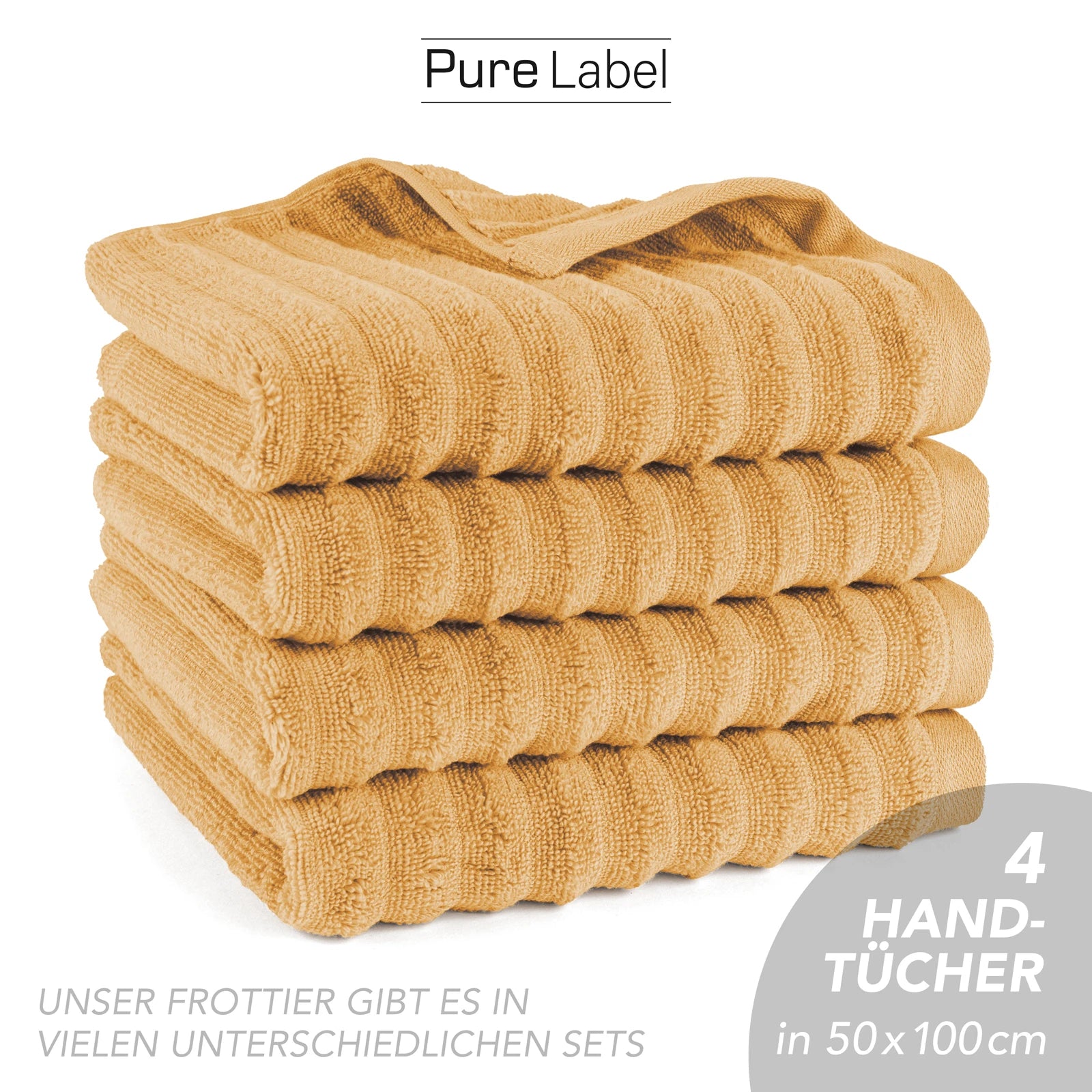 Handtuch "Waves" - Anthrazit / 4x 50x100cm Pure Label