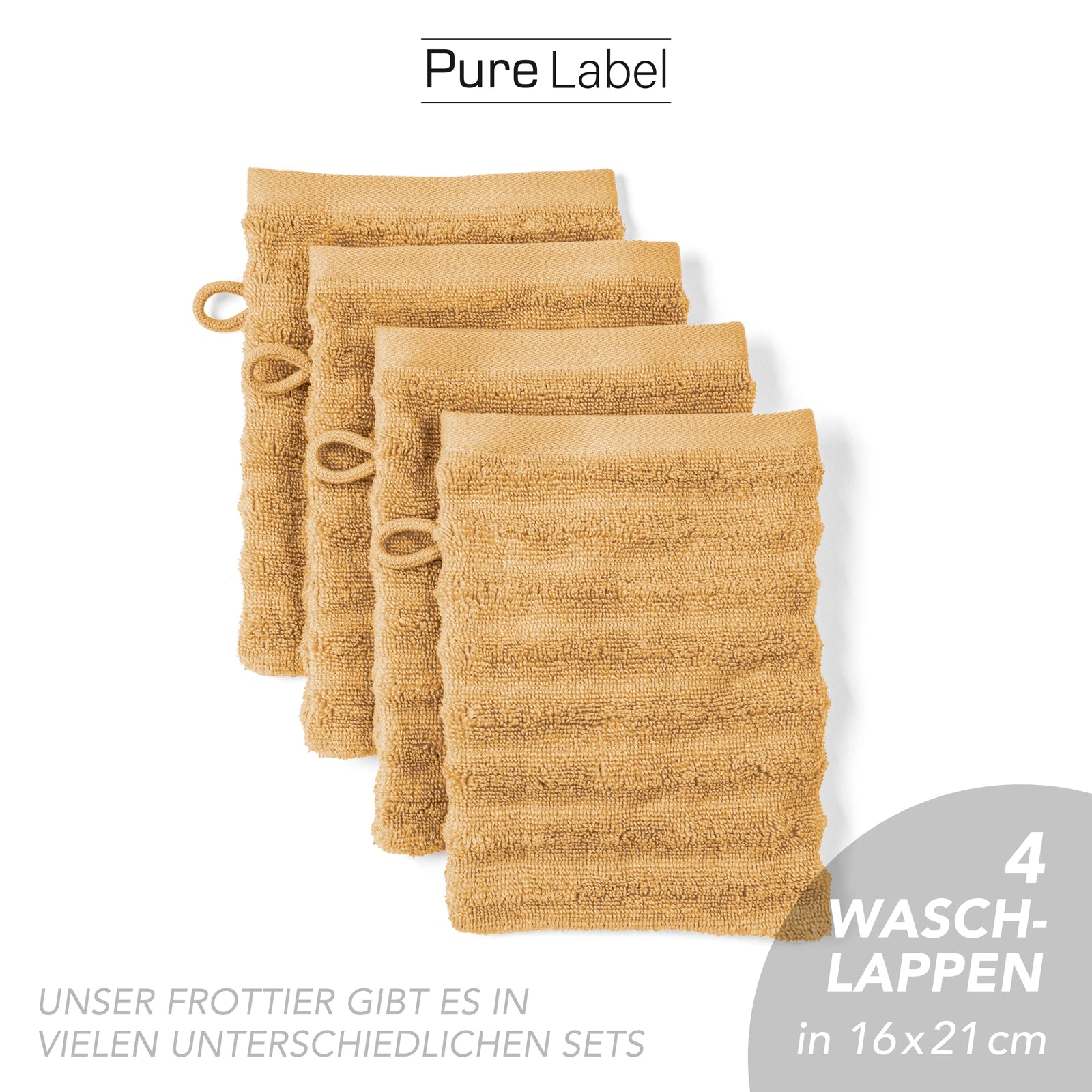 Waschlappen "Waves" - Anthrazit / 4x 16x21cm Pure Label
