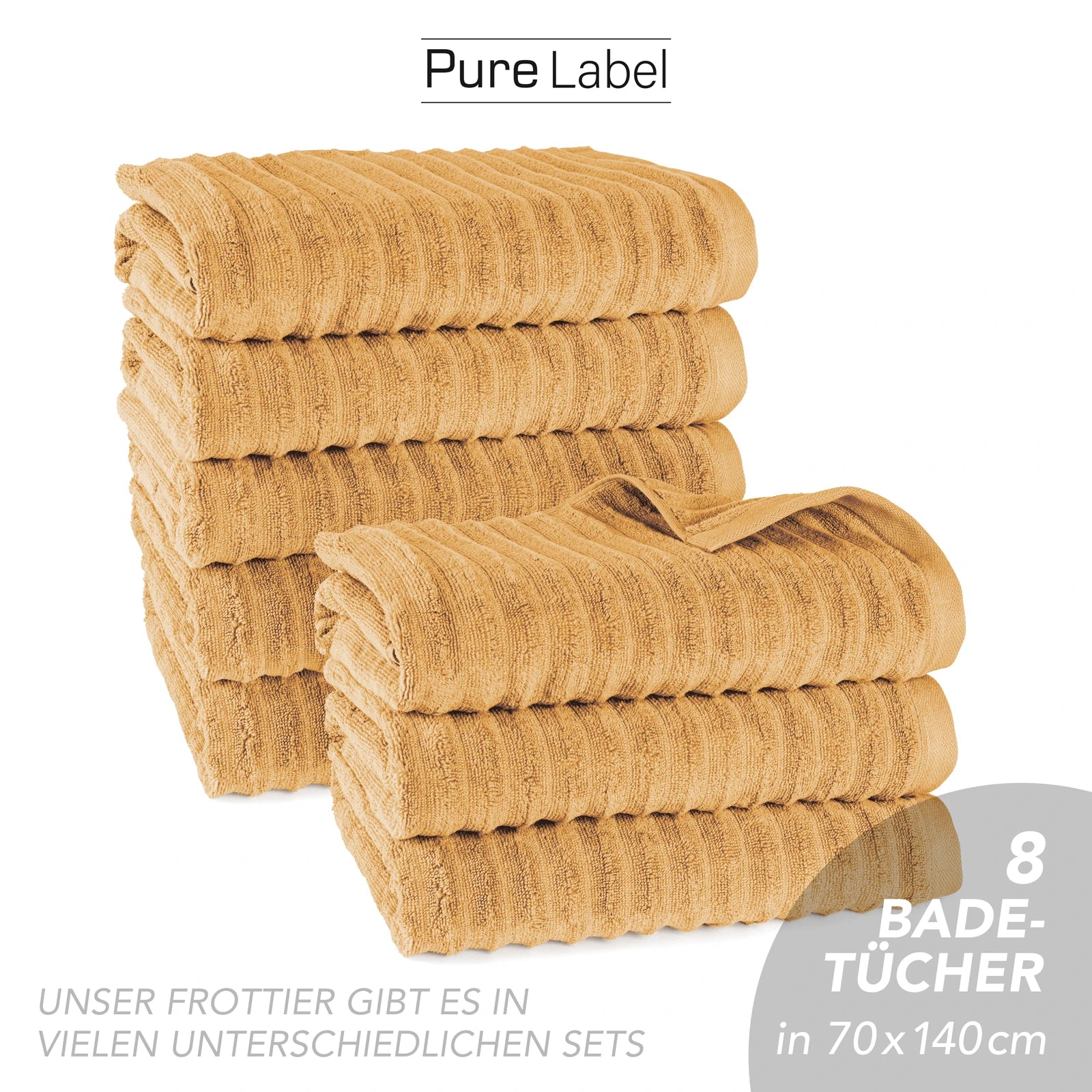 Duschtuch "Waves" - Anthrazit / 2x 70x140cm Pure Label